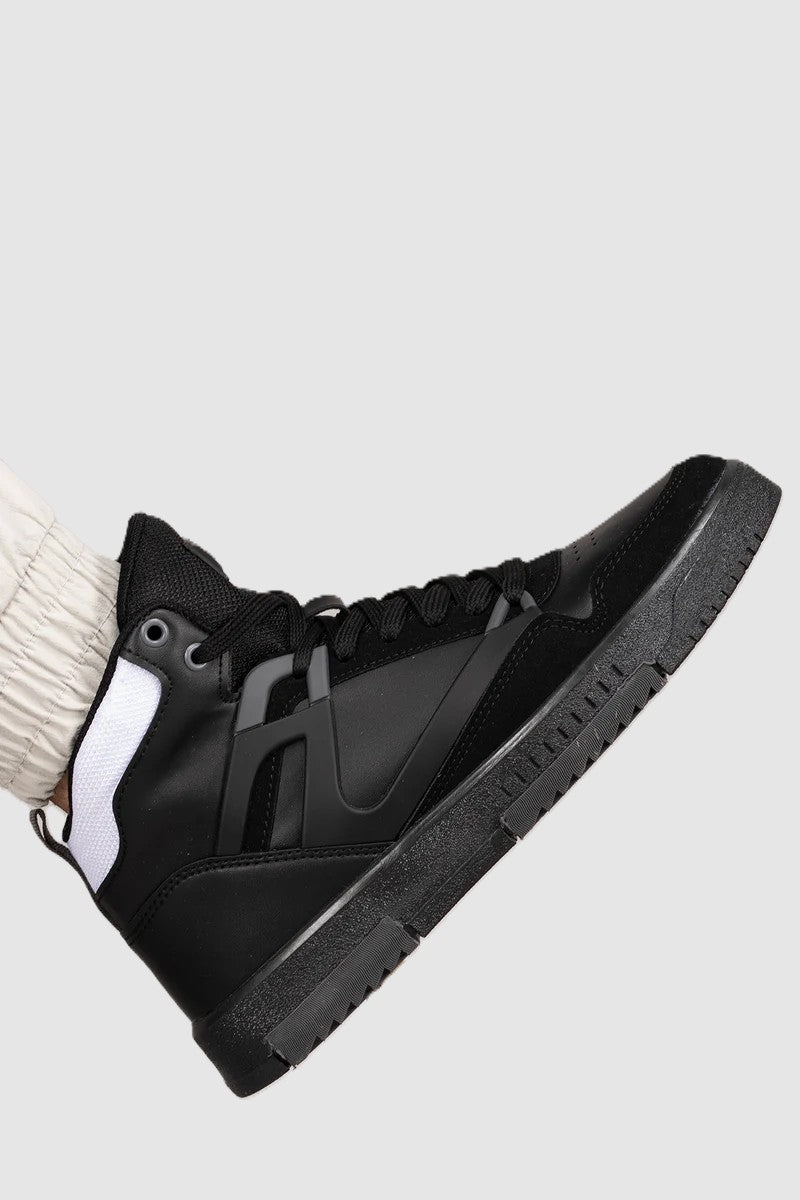 2263 Premium Erkek Comfort Boğazlı Basket Sneaker Bot Siyah