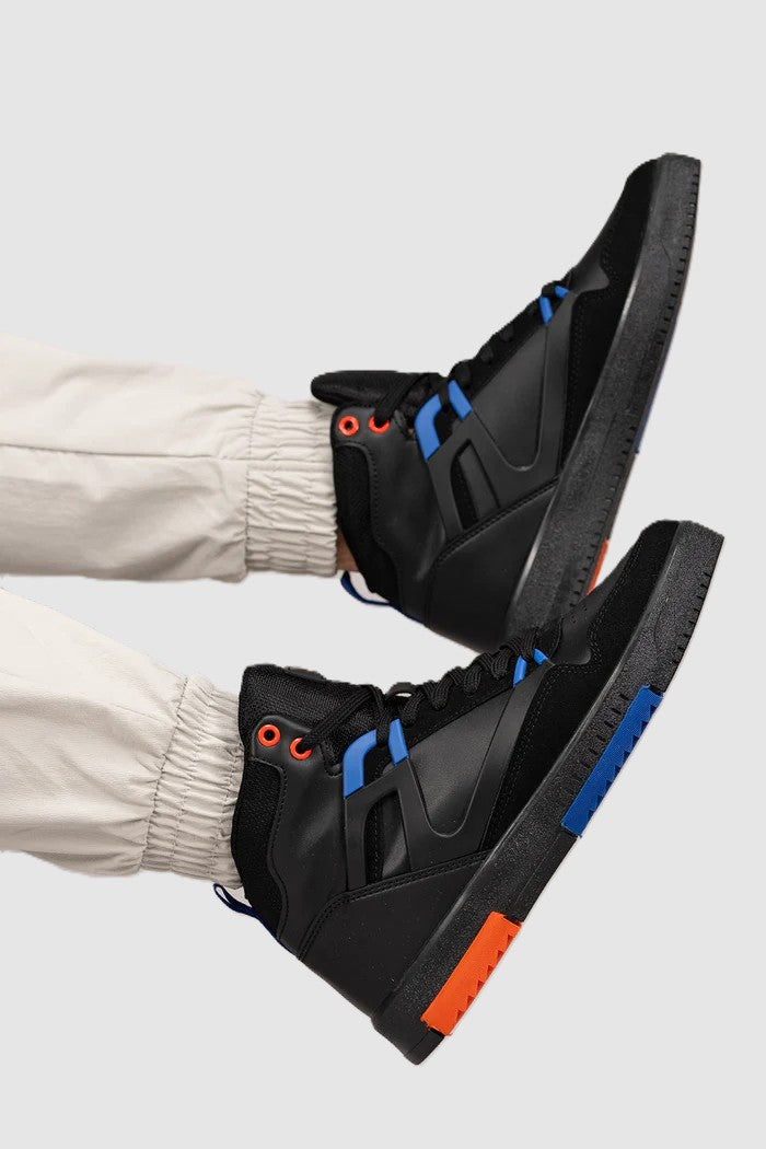 2263 Premium Erkek Comfort Boğazlı Basket Sneaker Bot Siyah Mavi