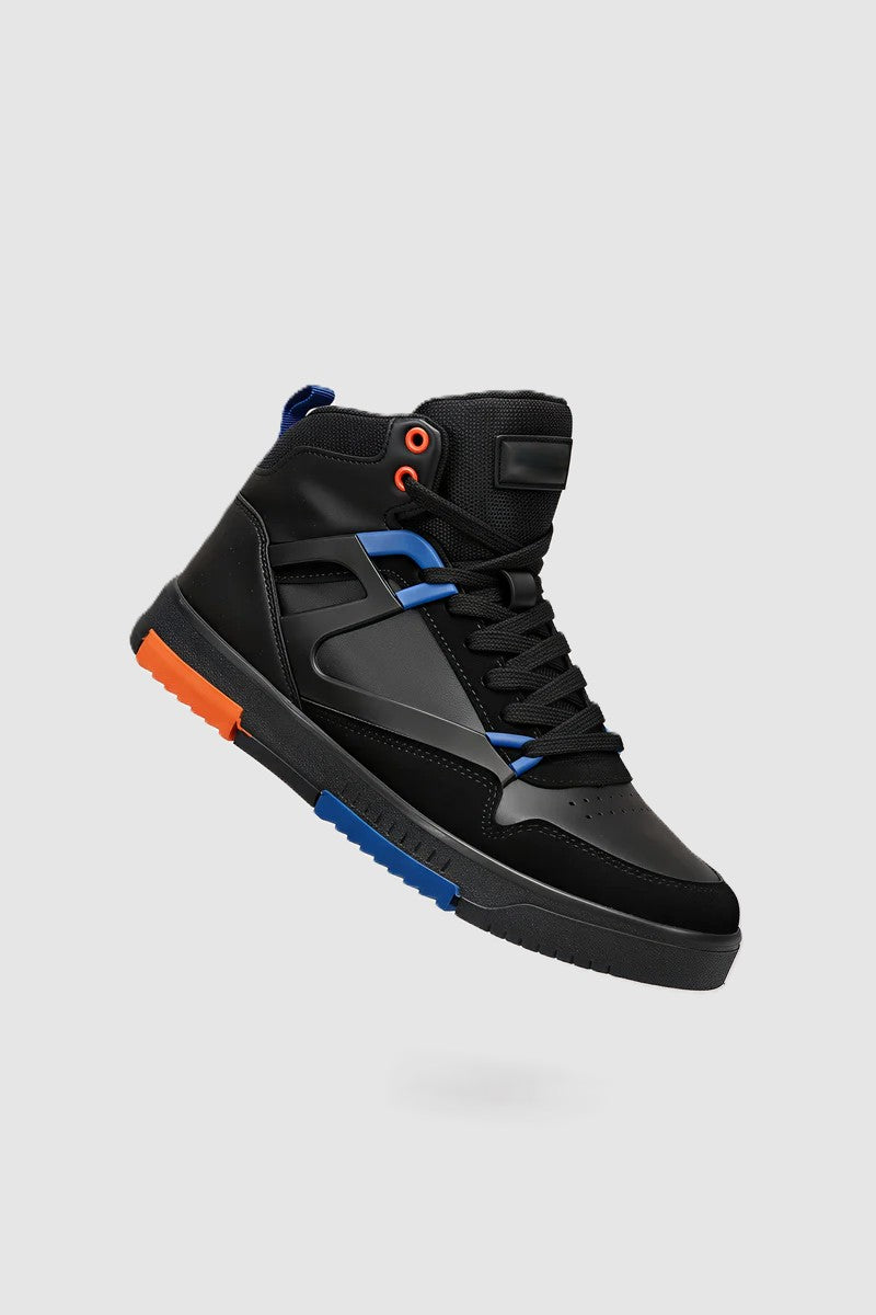 2263 Premium Erkek Comfort Boğazlı Basket Sneaker Bot Siyah Mavi