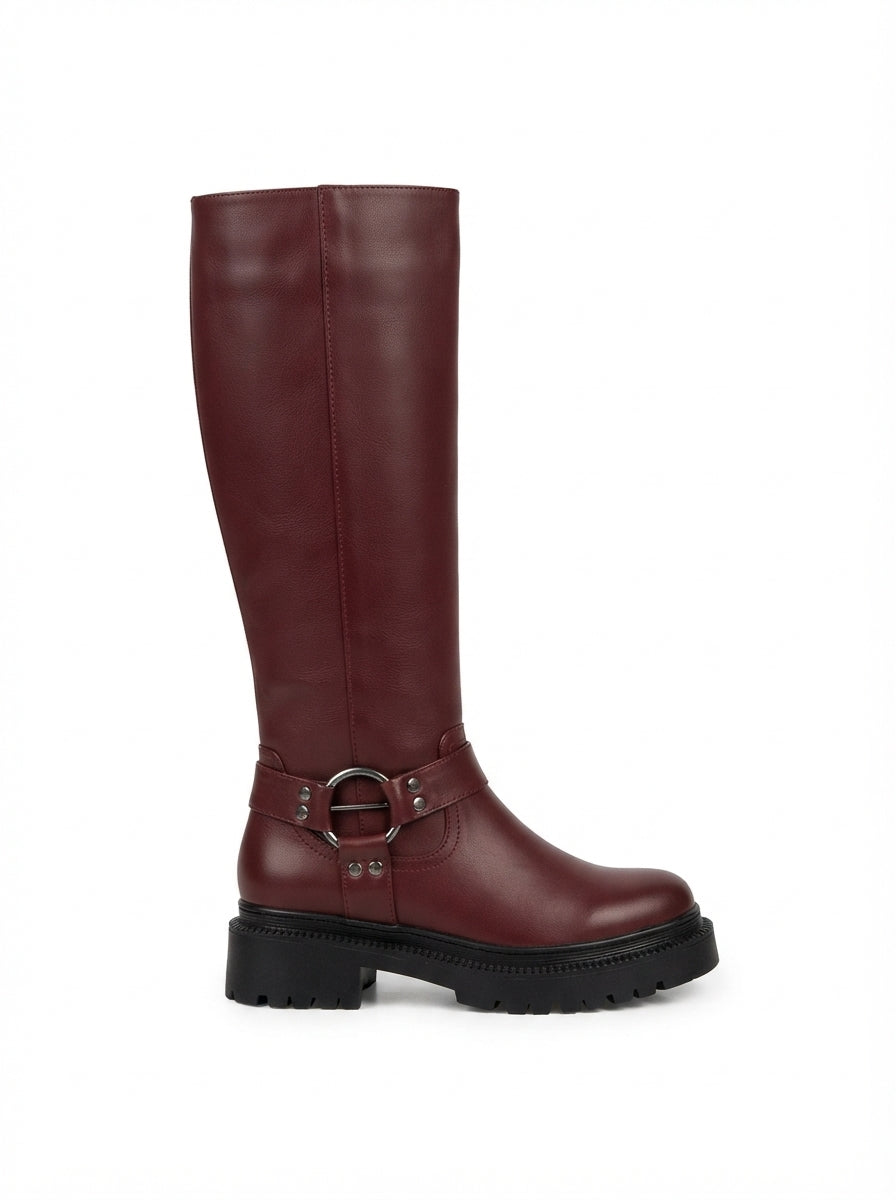 ZRİNX-3021 Premium Bordo Fermuarlı Günlük Kadın Çizme