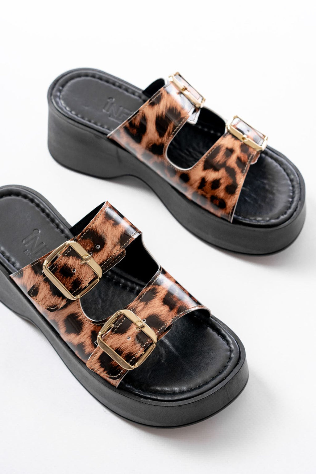 ZRİN-574 Premium Leopar Rugan Günlük Dolgu Topuk Kadın Terlik