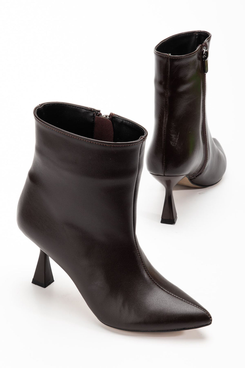 ZRİN-4701 Premium Kahve Kare Topuk Günlük Kadın Bot 7.5 cm