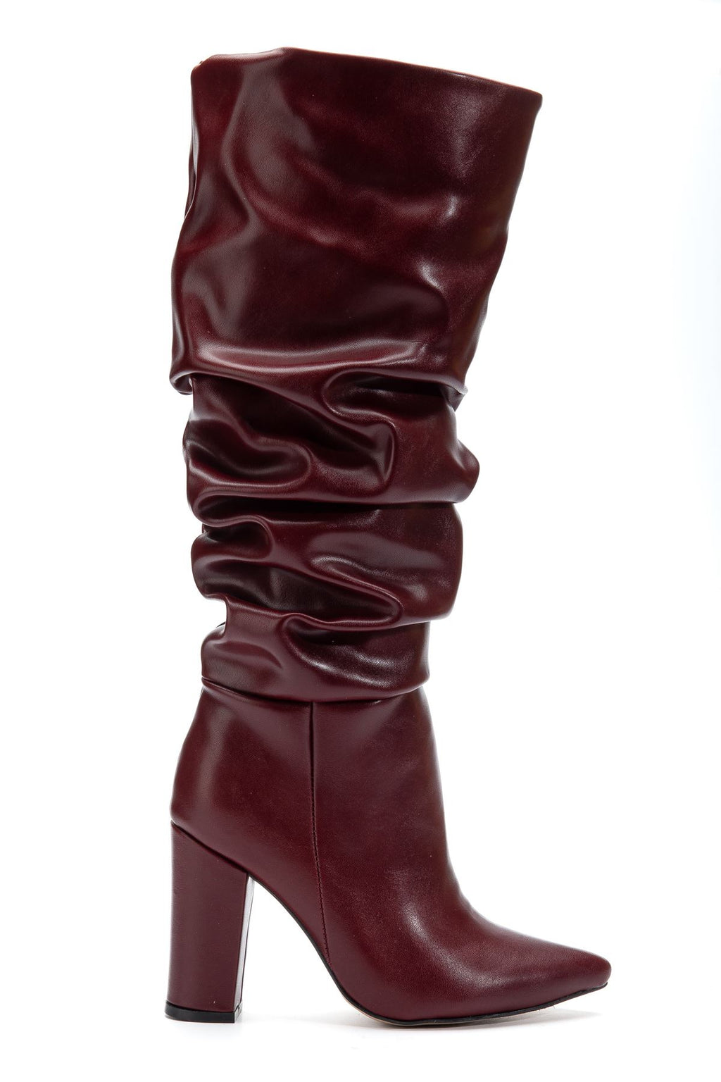 ZRİN-4807 Premium Bordo Körüklü Kalın Topuk Günlük Kadın Çizme 9,5 Cm