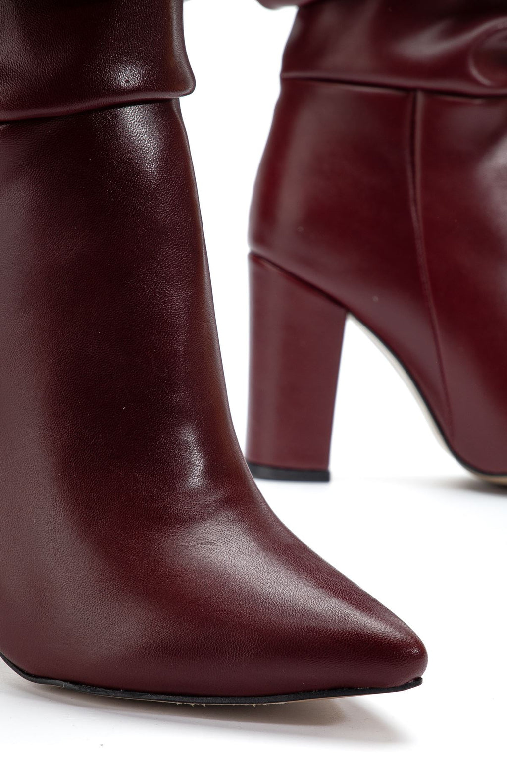 ZRİN-4807 Premium Bordo Körüklü Kalın Topuk Günlük Kadın Çizme 9,5 Cm