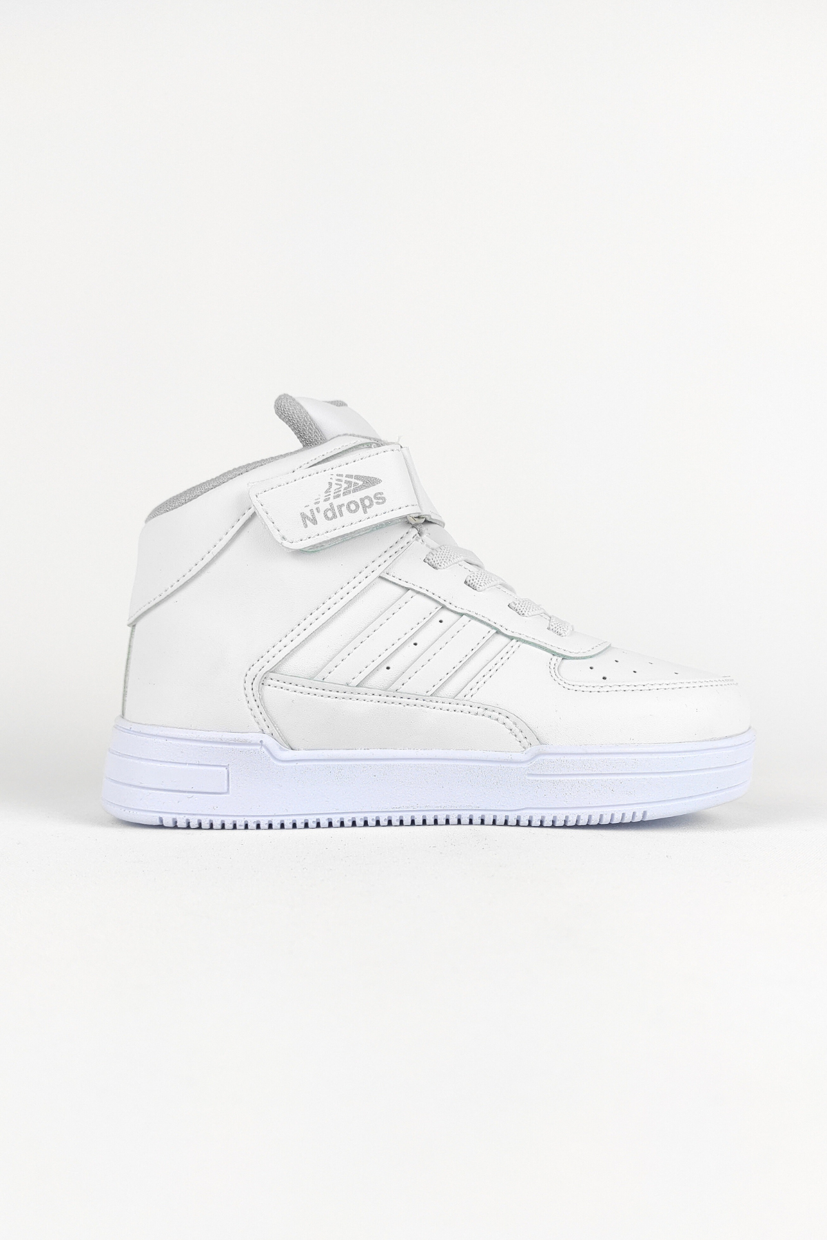 Nd-09 High Neck Velcro Kids White Basket Sport Shoes