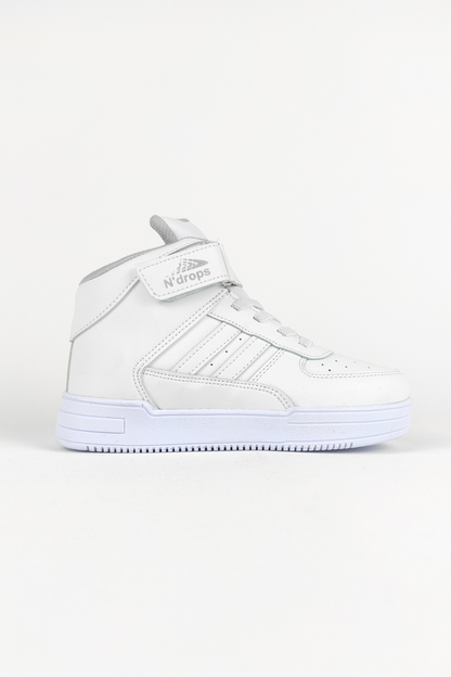 Nd-09 High Neck Velcro Kids White Basket Sport Shoes