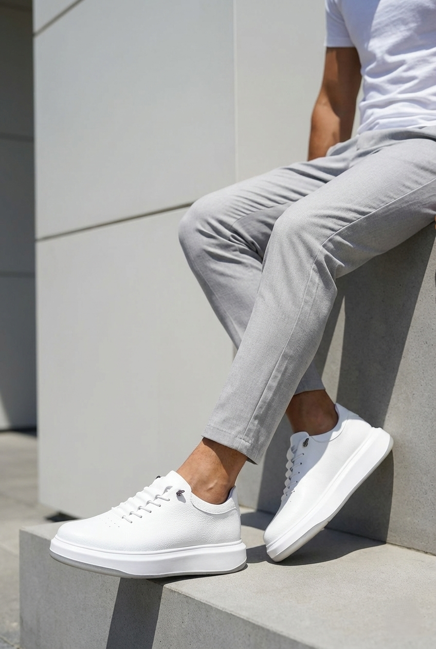 ZRNR-404 Urban Comfort Premium Bağcıksız Günlük Erkek Sneaker Beyaz