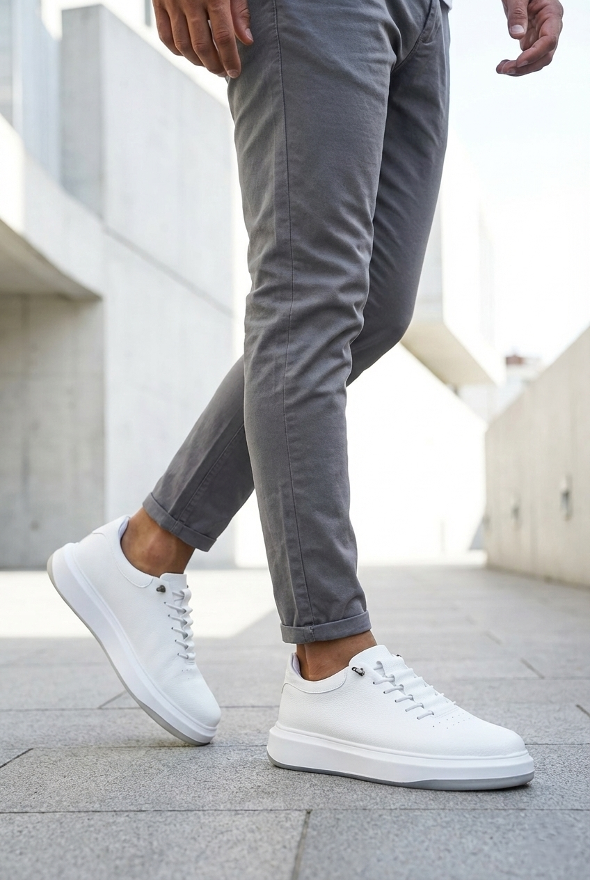 ZRNR-404 Urban Comfort Premium Bağcıksız Günlük Erkek Sneaker Beyaz