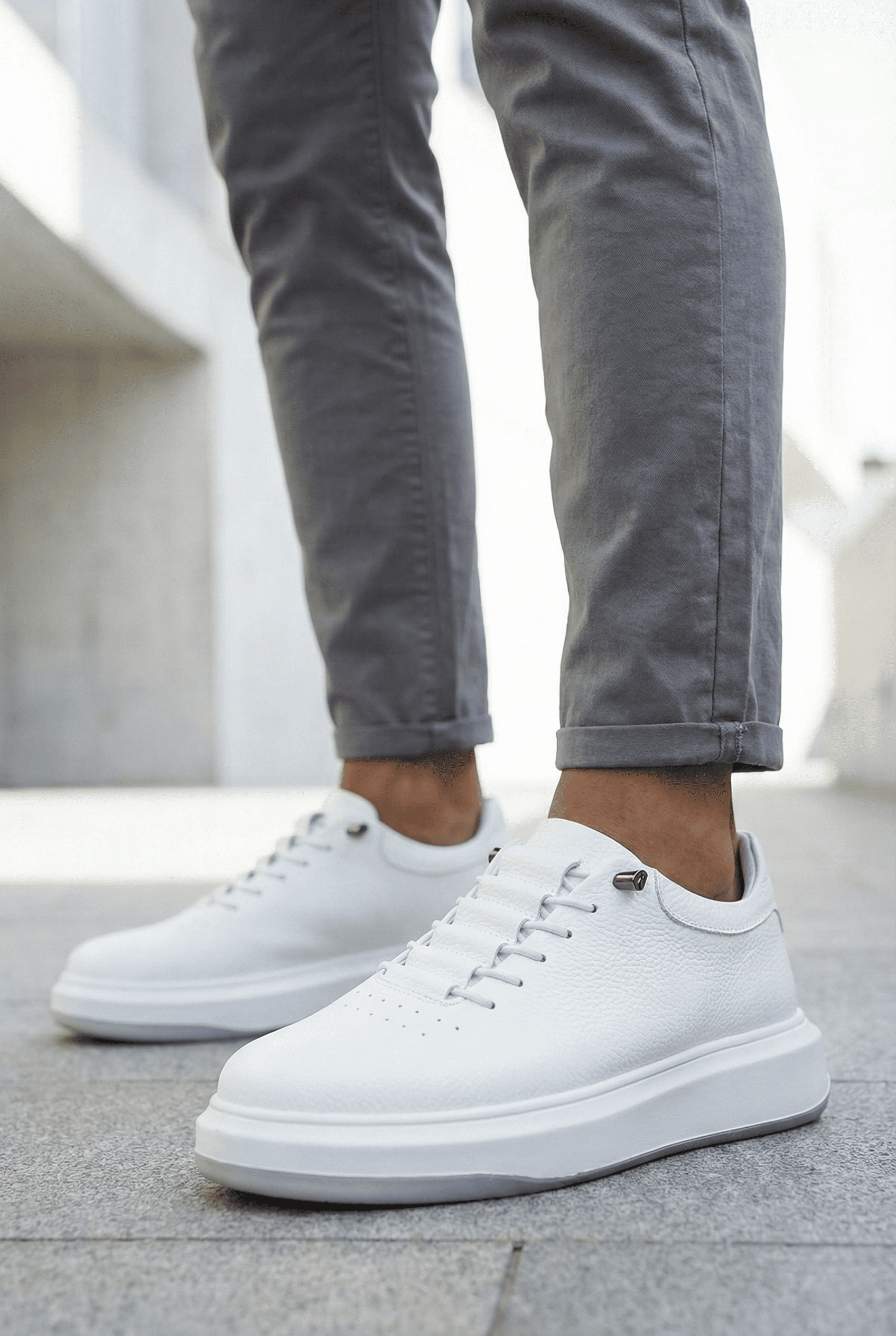 ZRNR-404 Urban Comfort Premium Bağcıksız Günlük Erkek Sneaker Beyaz