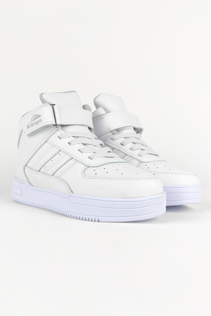 Nd-09 High Neck Velcro Kids White Basket Sport Shoes