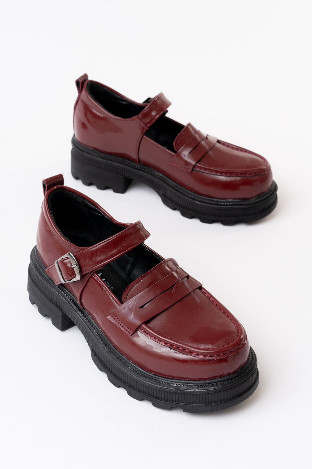 ZRİN-771 Premium Bordo Rugan Kadın Ortopedik Yüksek Tabanlı Loafer