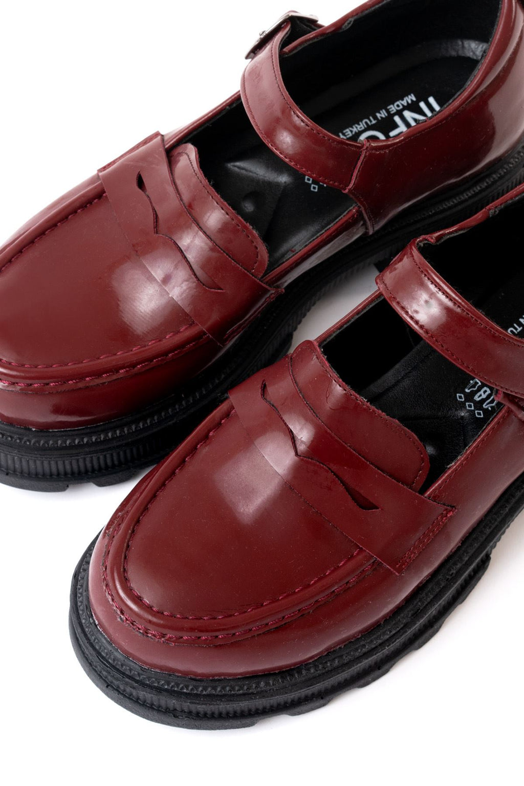 ZRİN-771 Premium Bordo Rugan Kadın Ortopedik Yüksek Tabanlı Loafer