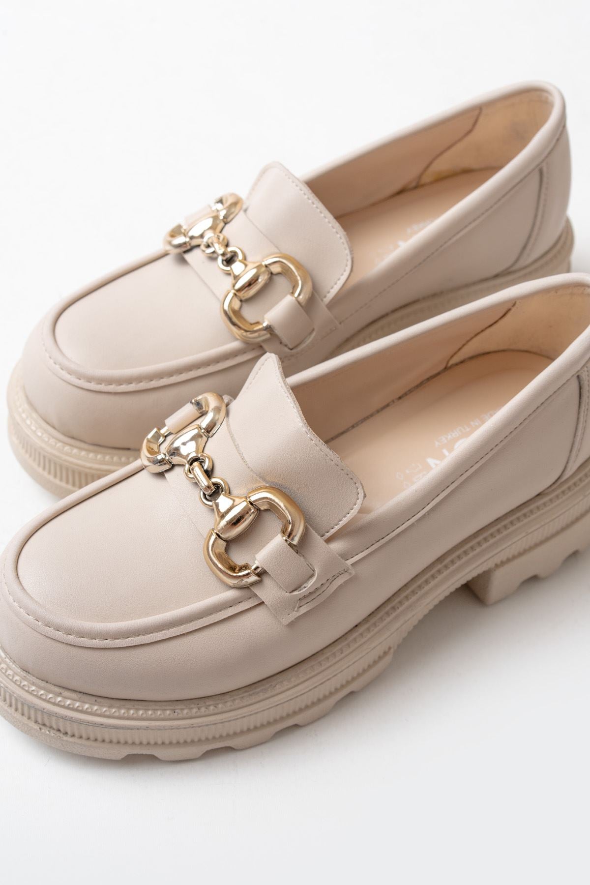 ZRİN-773 Premium Bej Ortopedik Yüksek Tabanlı Loafer