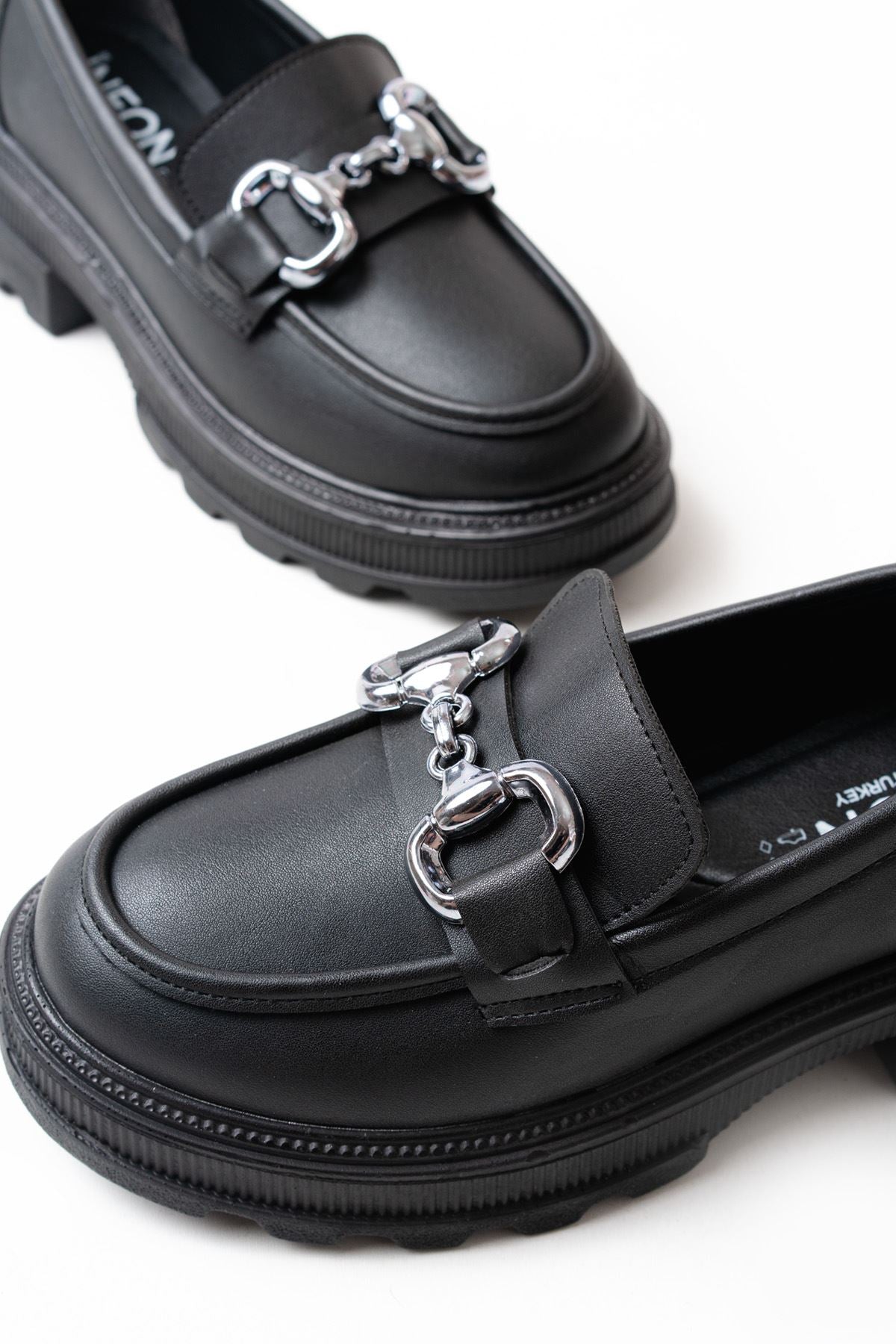ZRİN-773 Premium Siyah Ortopedik Yüksek Tabanlı Loafer