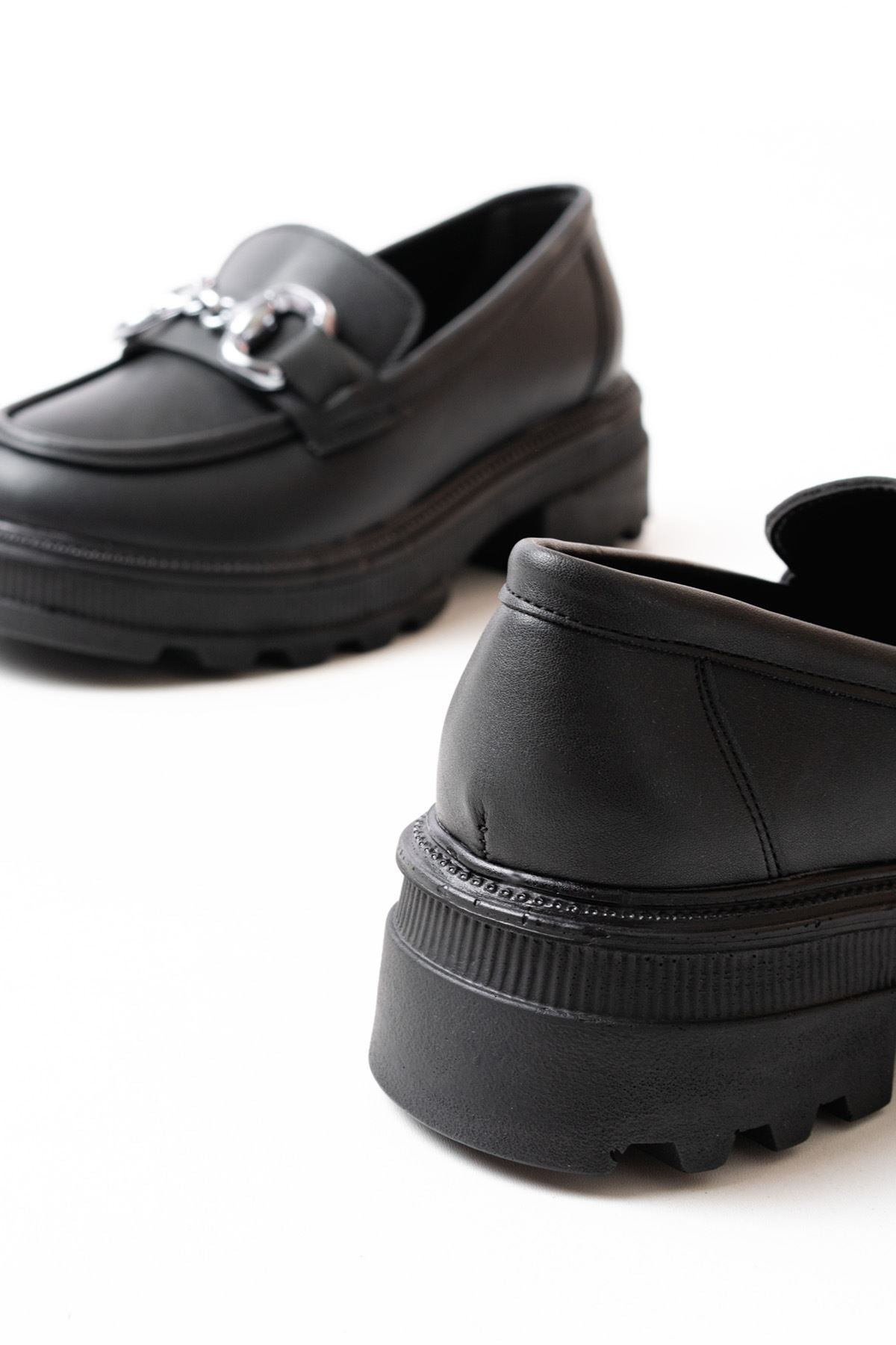 ZRİN-773 Premium Siyah Ortopedik Yüksek Tabanlı Loafer