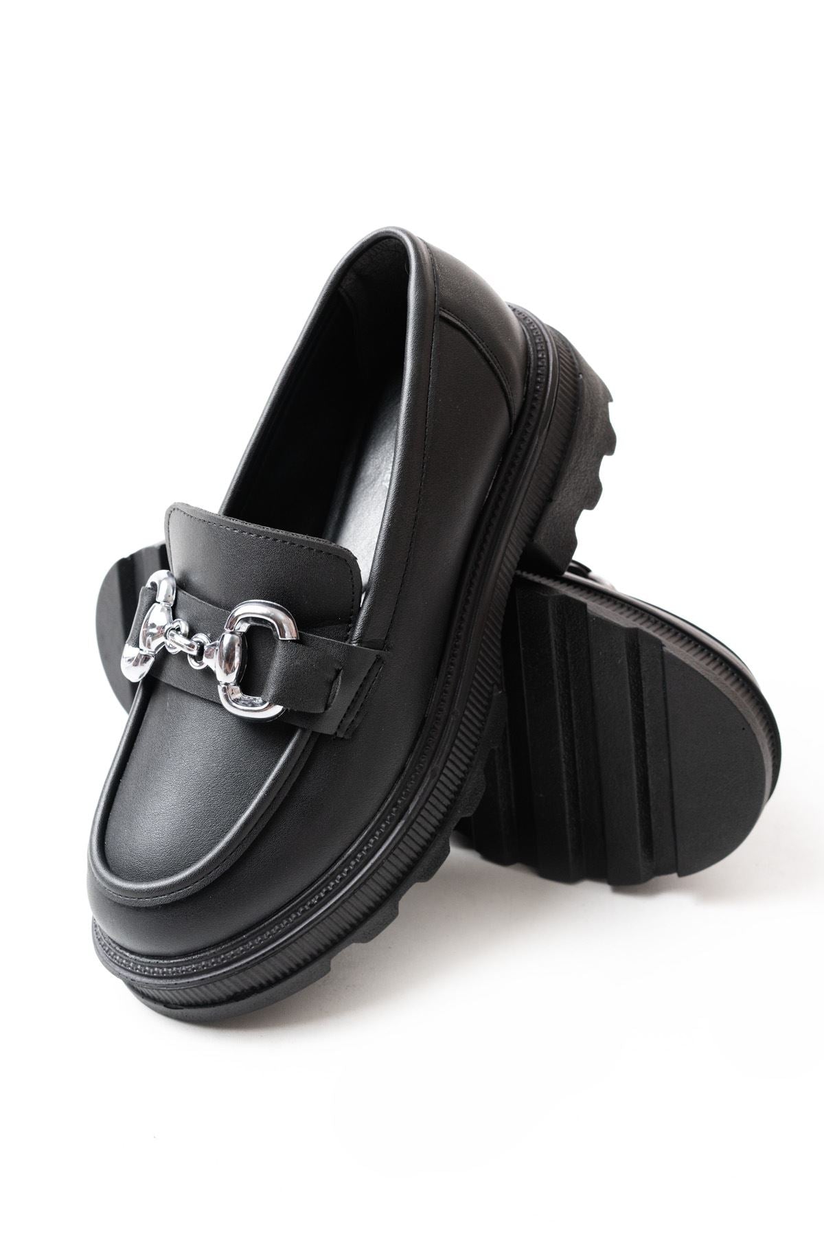 ZRİN-773 Premium Siyah Ortopedik Yüksek Tabanlı Loafer