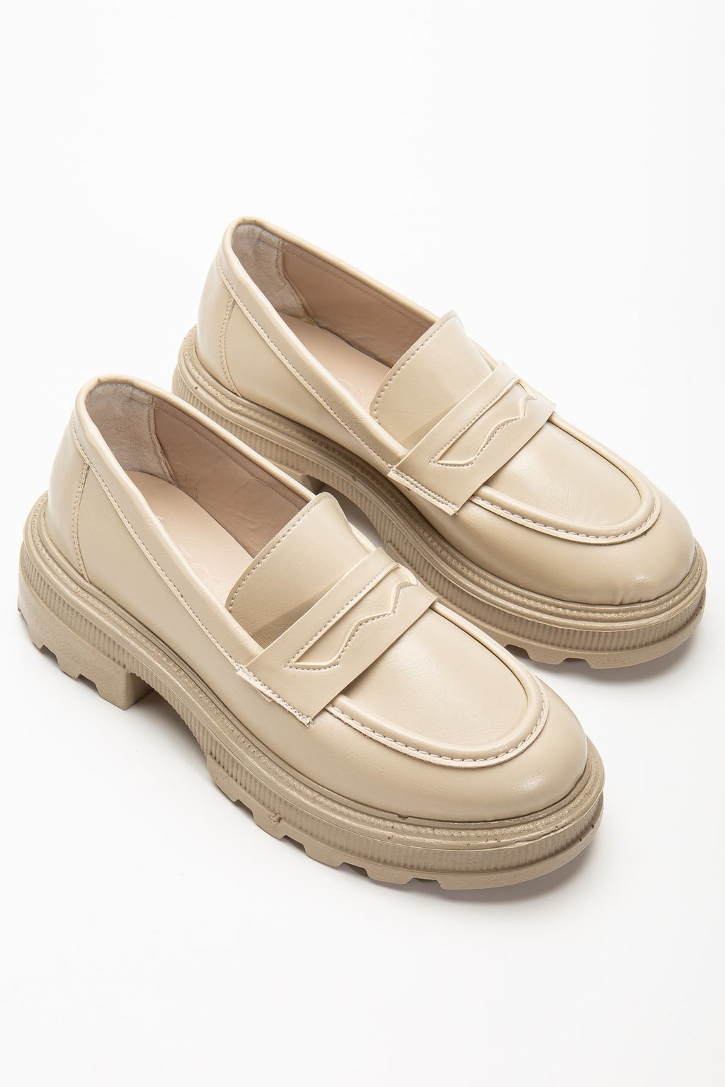 ZRİN-759 Premium Bej Yanki Ortopedik Yüksek Tabanlı Loafer
