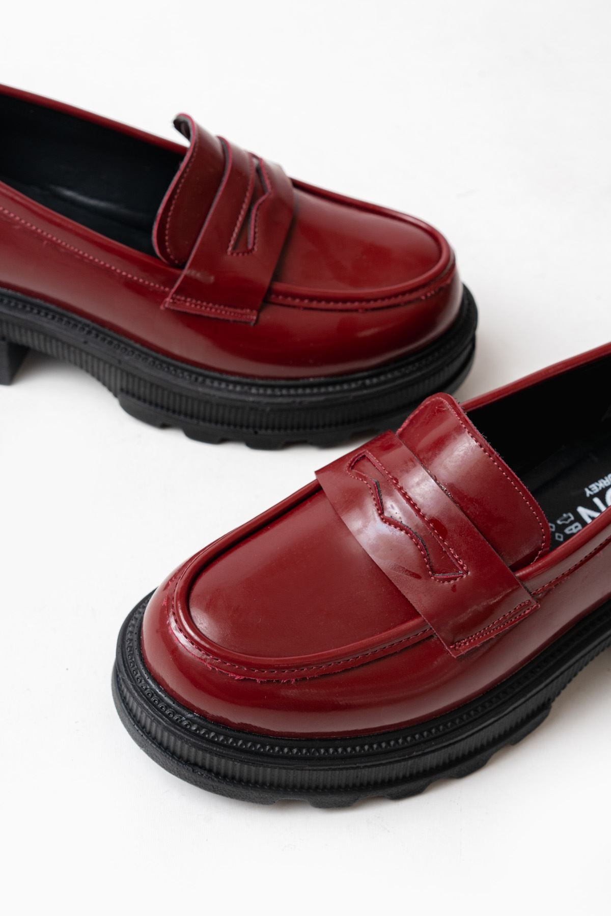 ZRİN-759 Premium Bordo Rugan Ortopedik Yüksek Tabanlı Loafer