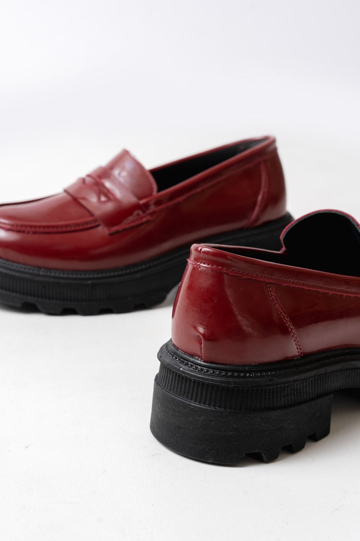 ZRİN-759 Premium Bordo Rugan Ortopedik Yüksek Tabanlı Loafer