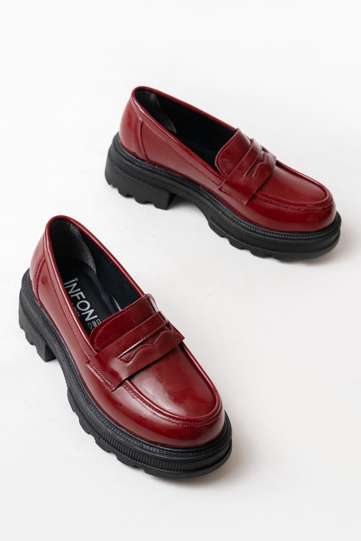 ZRİN-759 Premium Bordo Rugan Ortopedik Yüksek Tabanlı Loafer