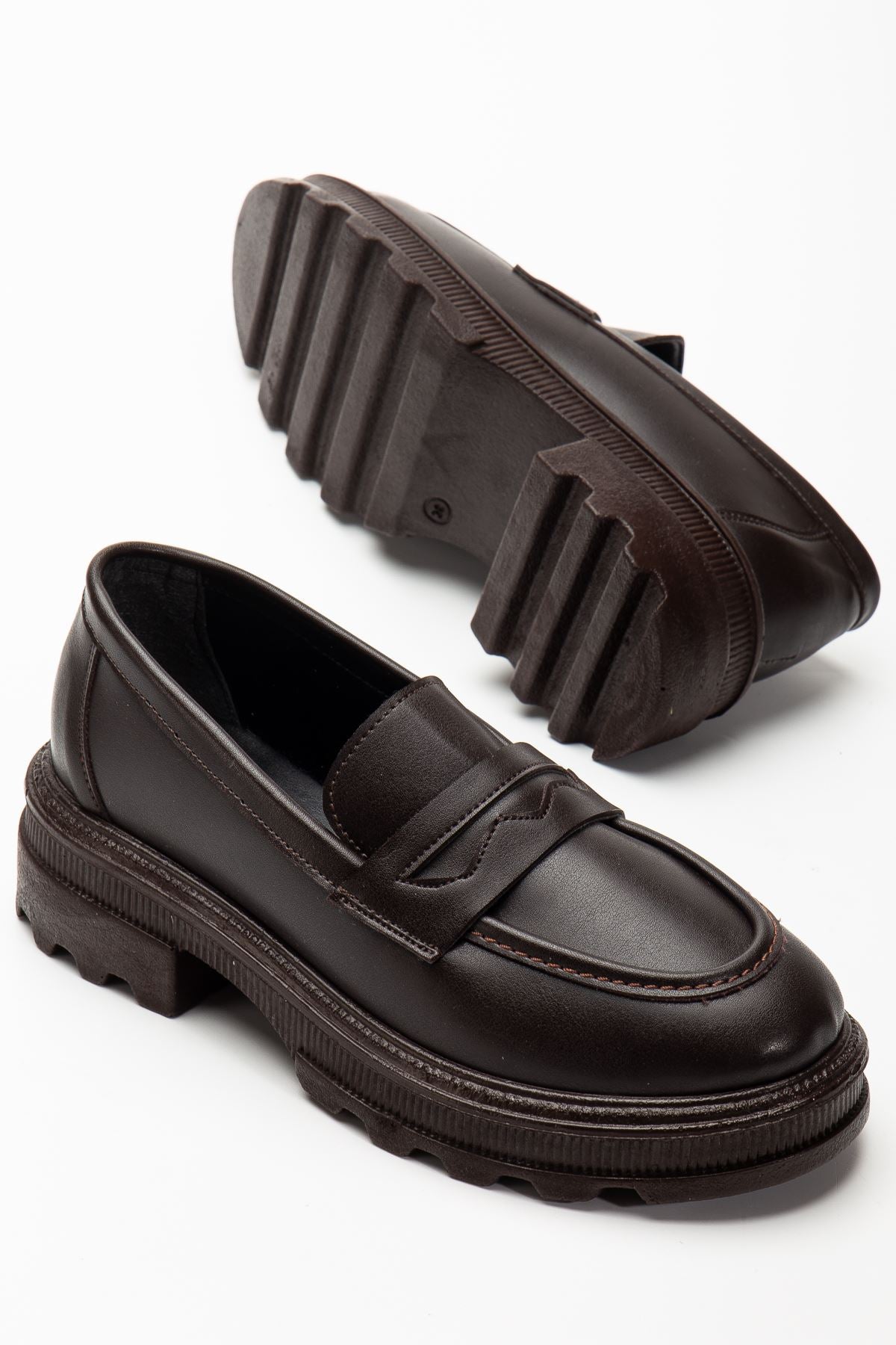 ZRİN-759 Premium Kahve Ortopedik Yüksek Tabanlı Loafer