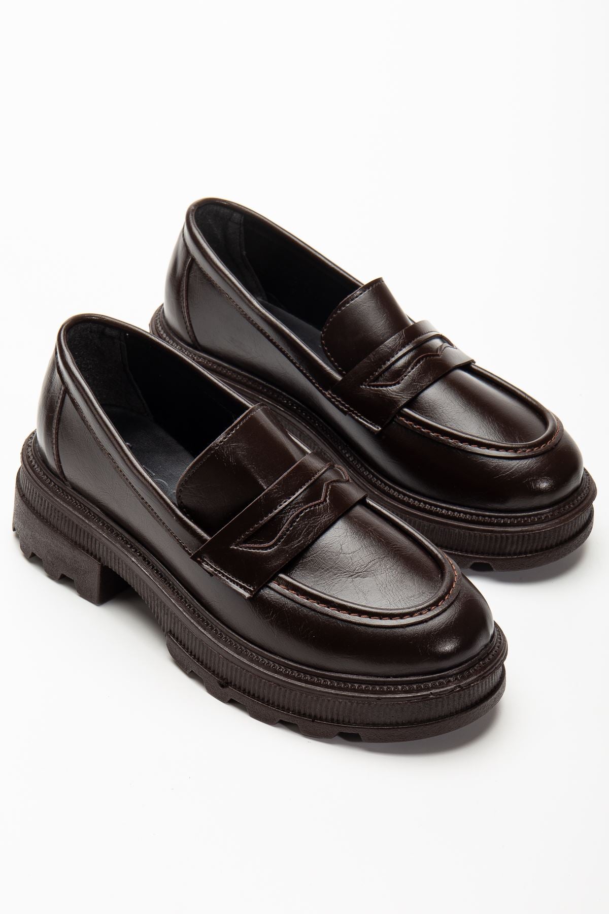 ZRİN-759 Premium Kahve Yanki Ortopedik Yüksek Tabanlı Loafer