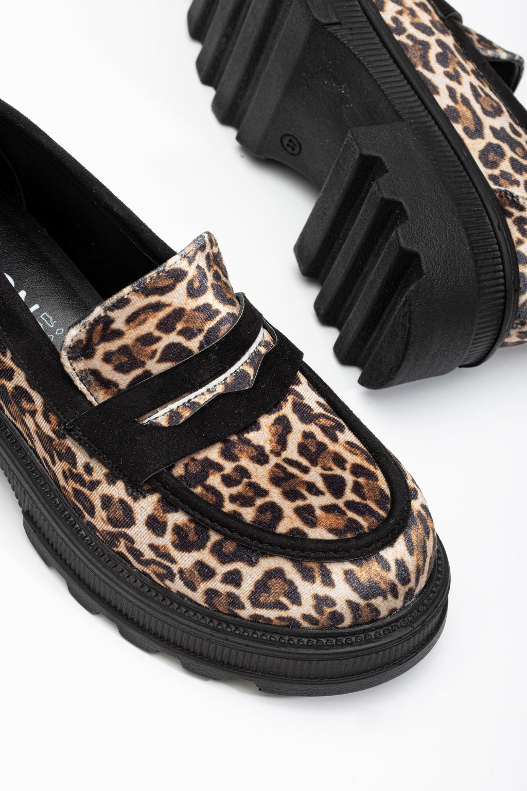 ZRİN-759 Premium Leopar Ortopedik Yüksek Tabanlı Loafer
