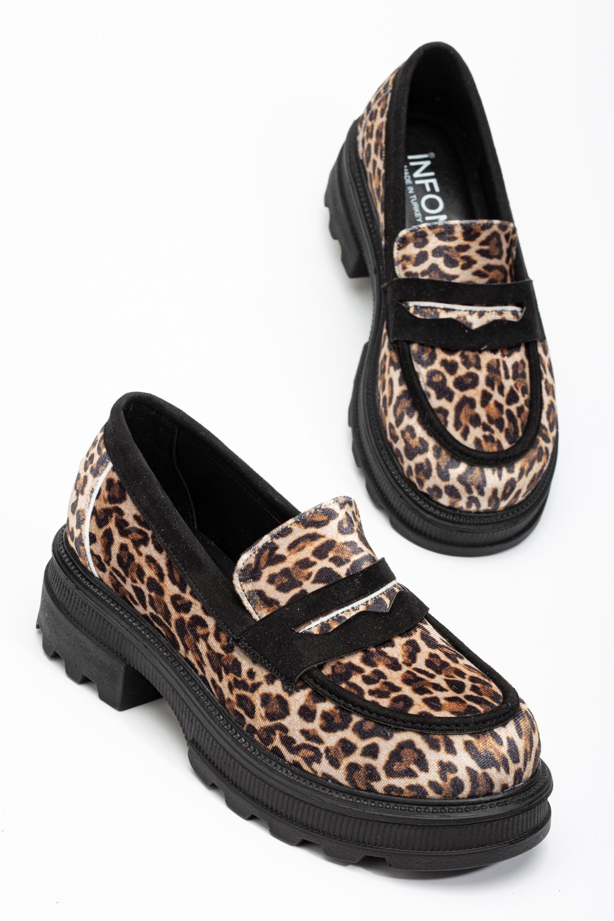 ZRİN-759 Premium Leopar Ortopedik Yüksek Tabanlı Loafer