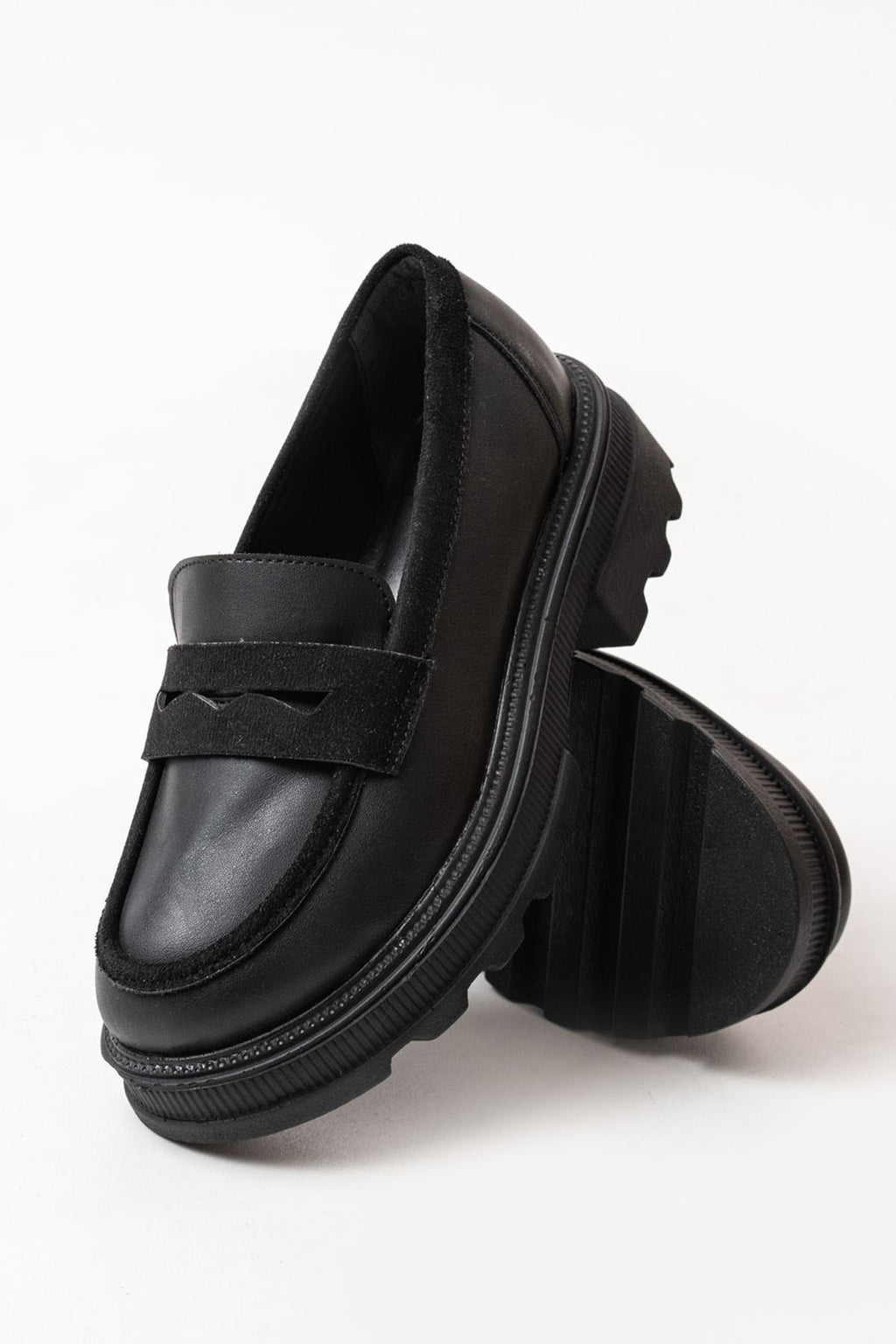 ZRİN-759 Premium Siyah Ortopedik Yüksek Tabanlı Loafer