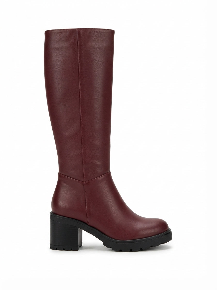ZRİNX-3013 Premium Bordo Fermuarlı Günlük Kadın Çizme 6 cm