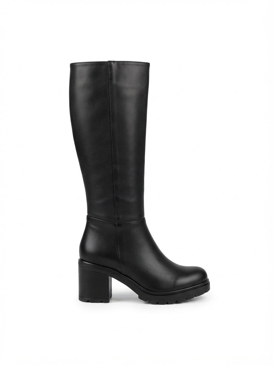 ZRİNX-3013 Premium Siyah Fermuarlı Günlük Kadın Çizme 6 cm
