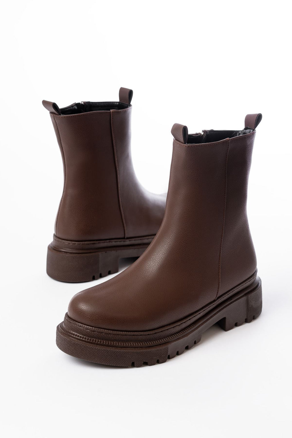 ZRİN812-2012 Premium Kahverengi Fermuarlı Günlük Kadın Bot