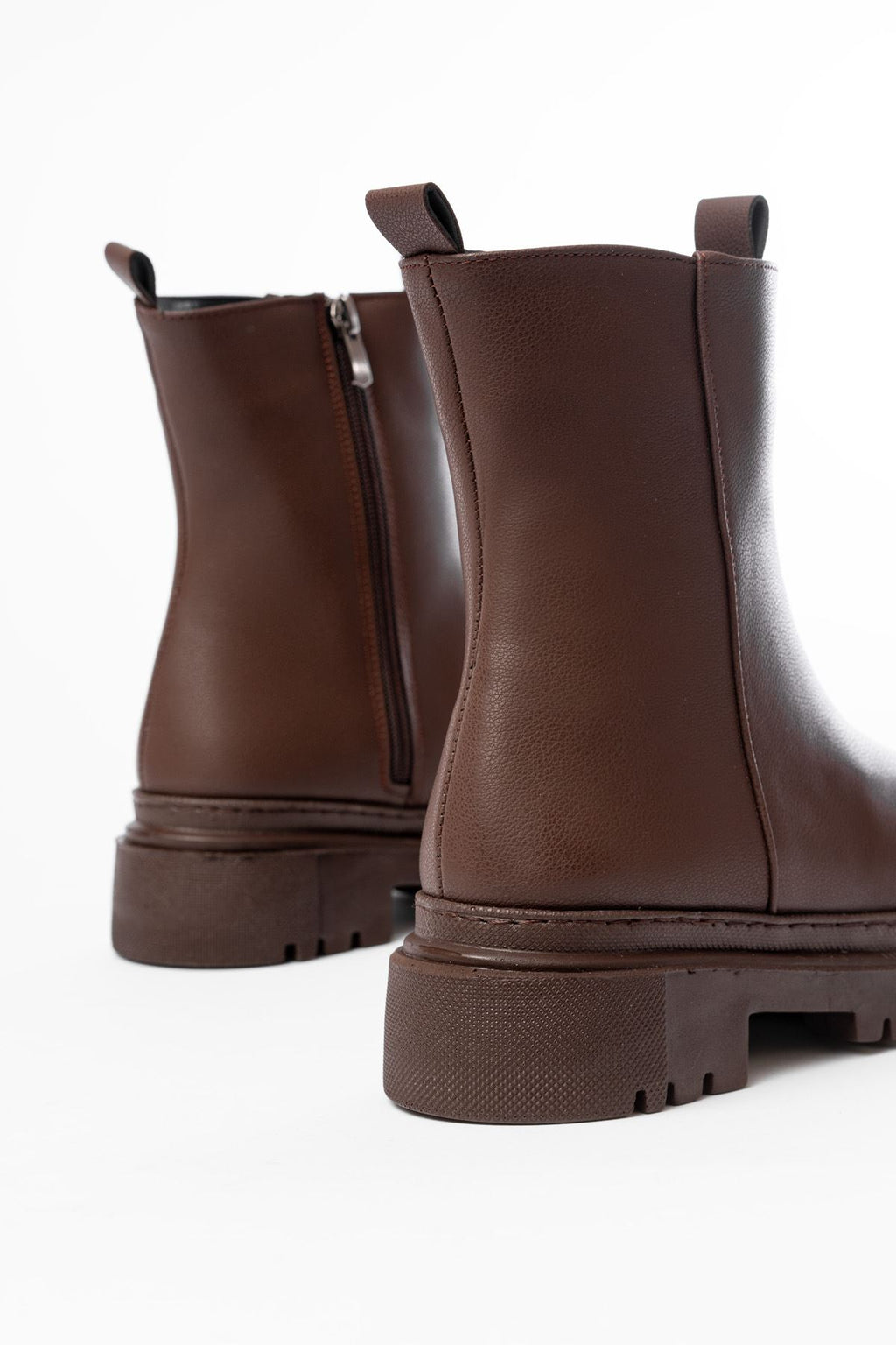 ZRİN812-2012 Premium Kahverengi Fermuarlı Günlük Kadın Bot