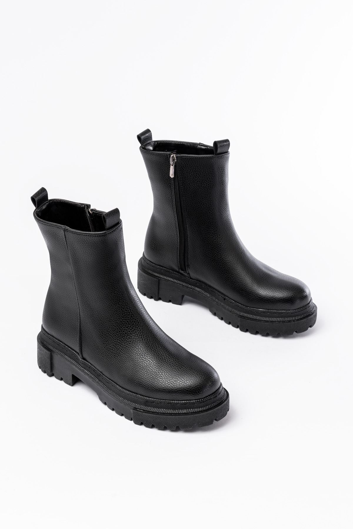ZRİN812-2012 Premium Siyah Fermuarlı Günlük Kadın Bot
