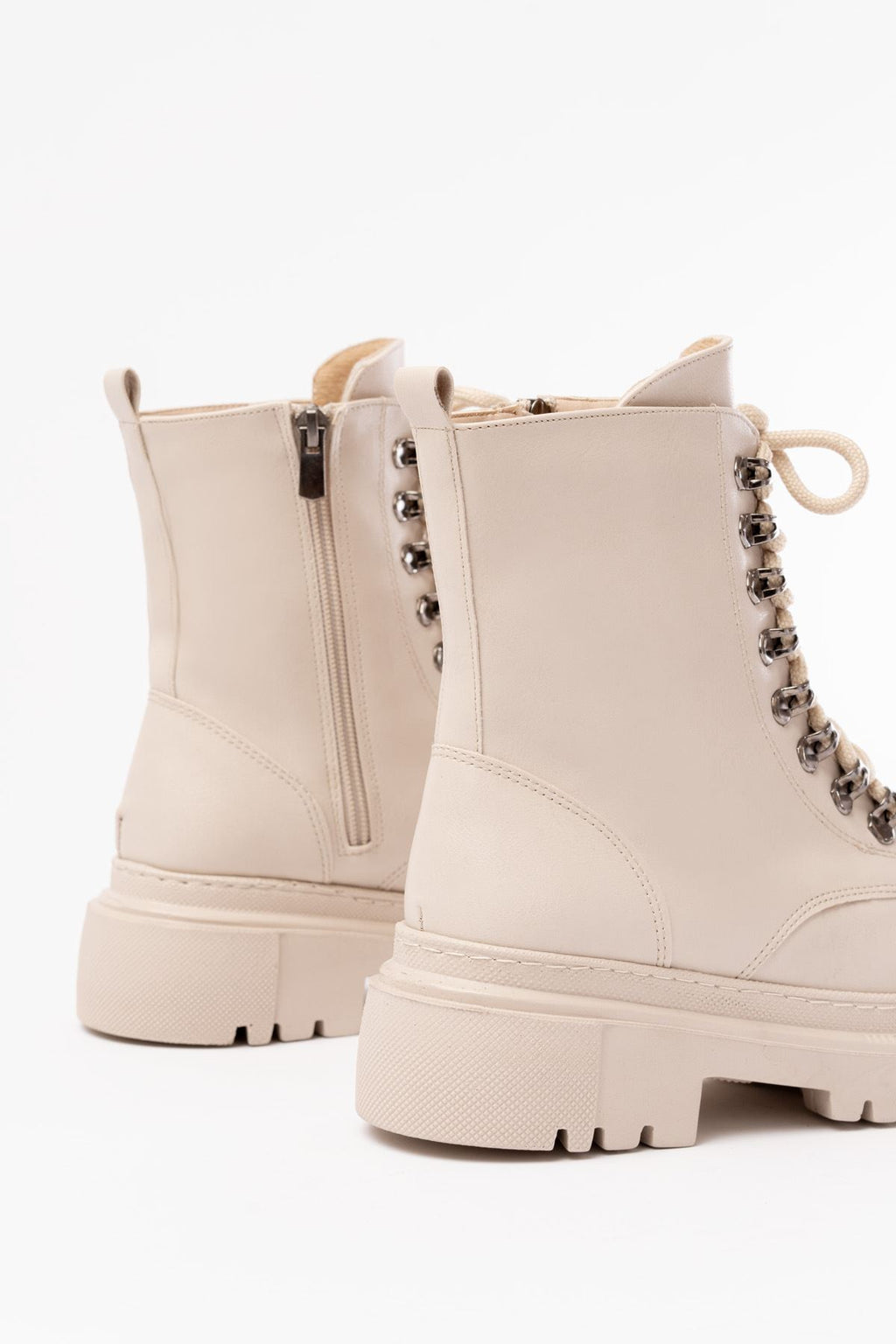 ZRİN-2121 Premium Bej Bağcıklı Fermuarlı Günlük Kadın Bot