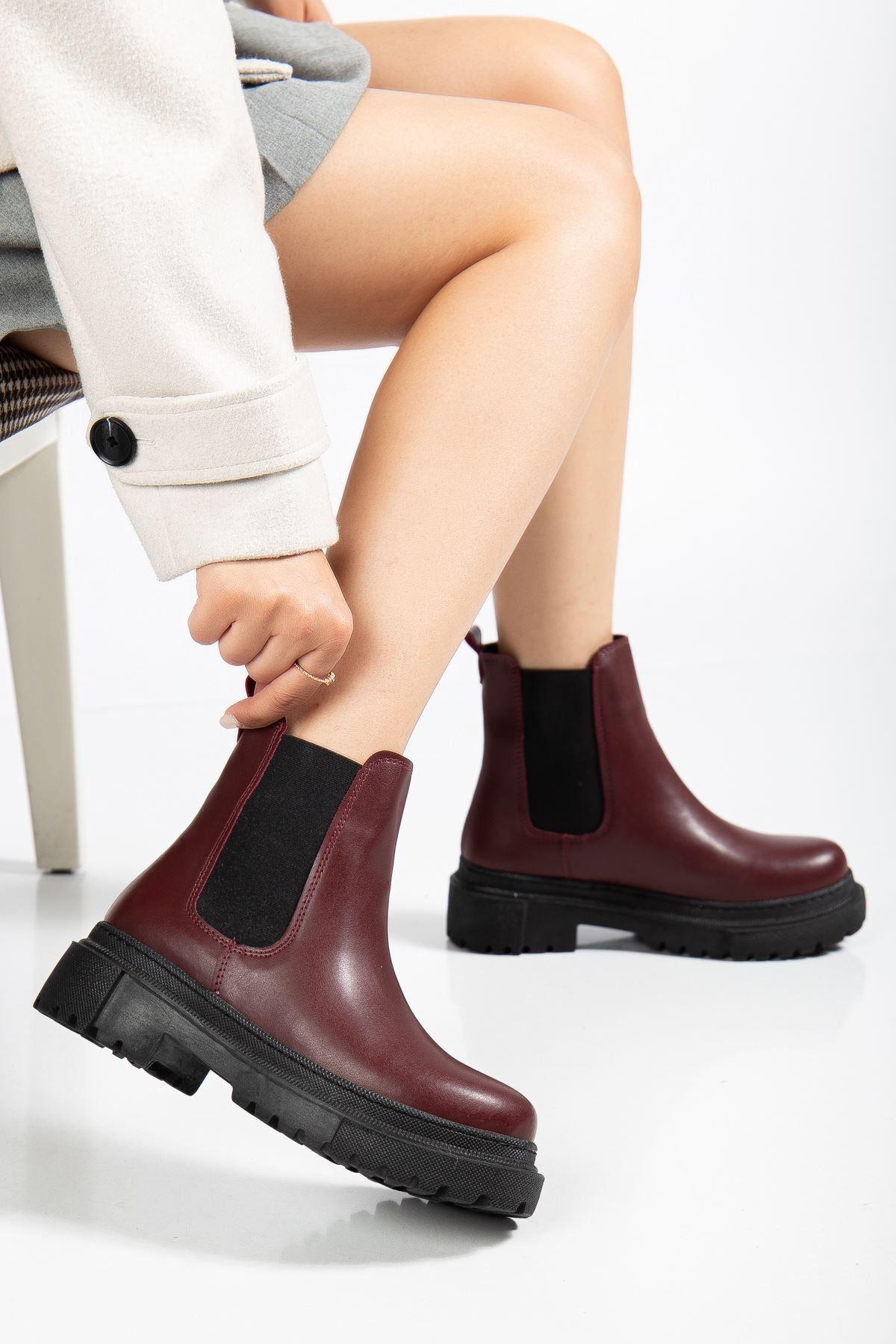 ZRİN812-2137 Premium Bordo Lastikli Günlük Kadın Bot