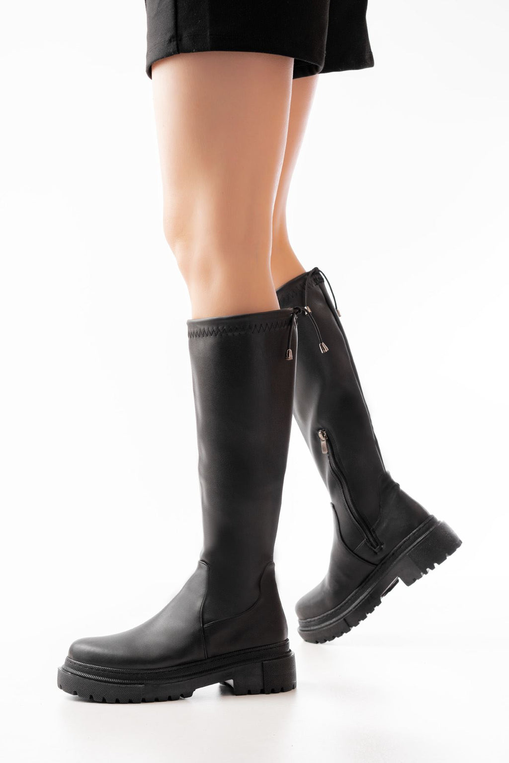 ZRİN812-2291 Premium Siyah Fermuarlı Günlük Kadın Çizme