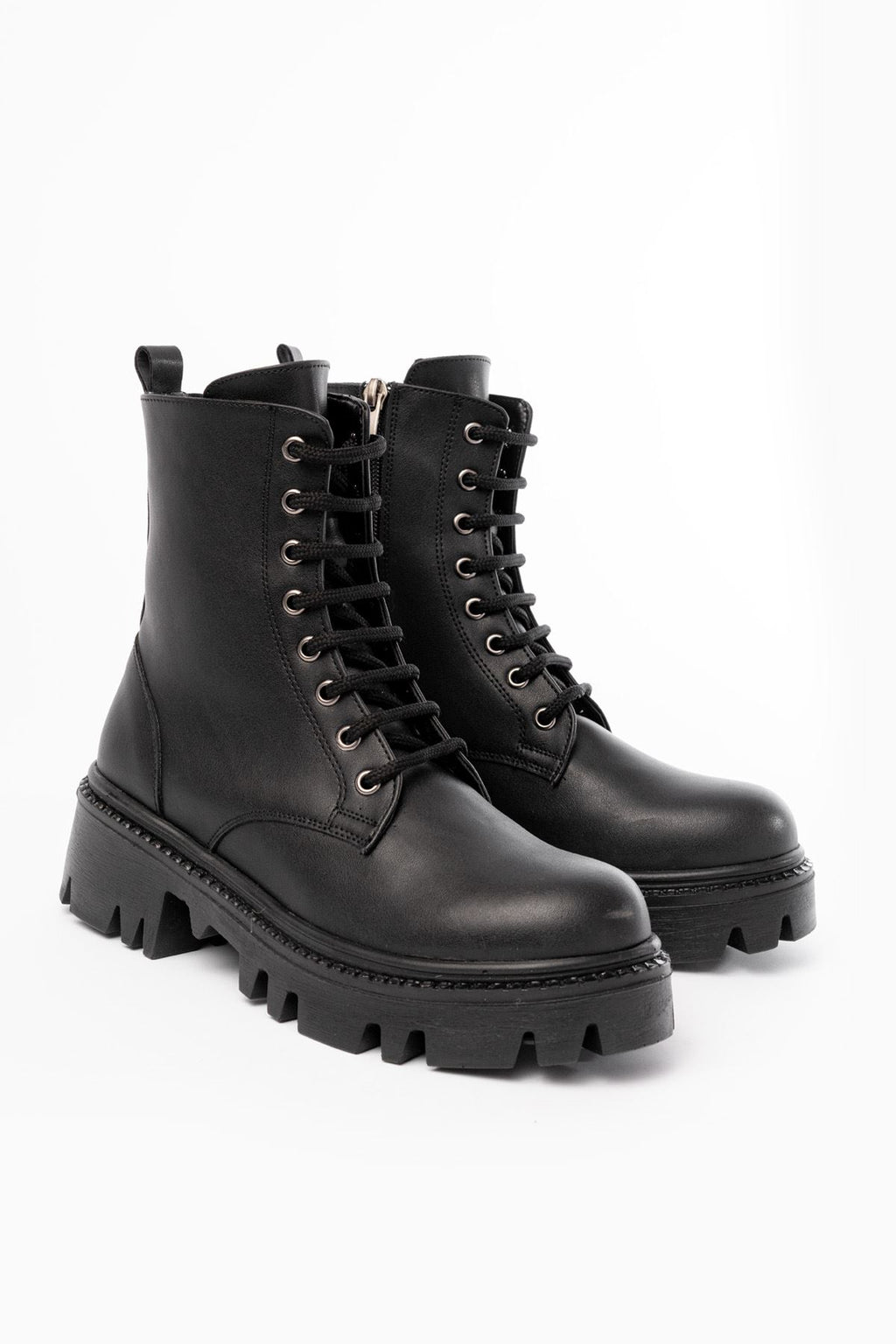 ZRİN868-356 Premium Siyah Bağcıklı Fermuarlı Günlük Kadın Bot