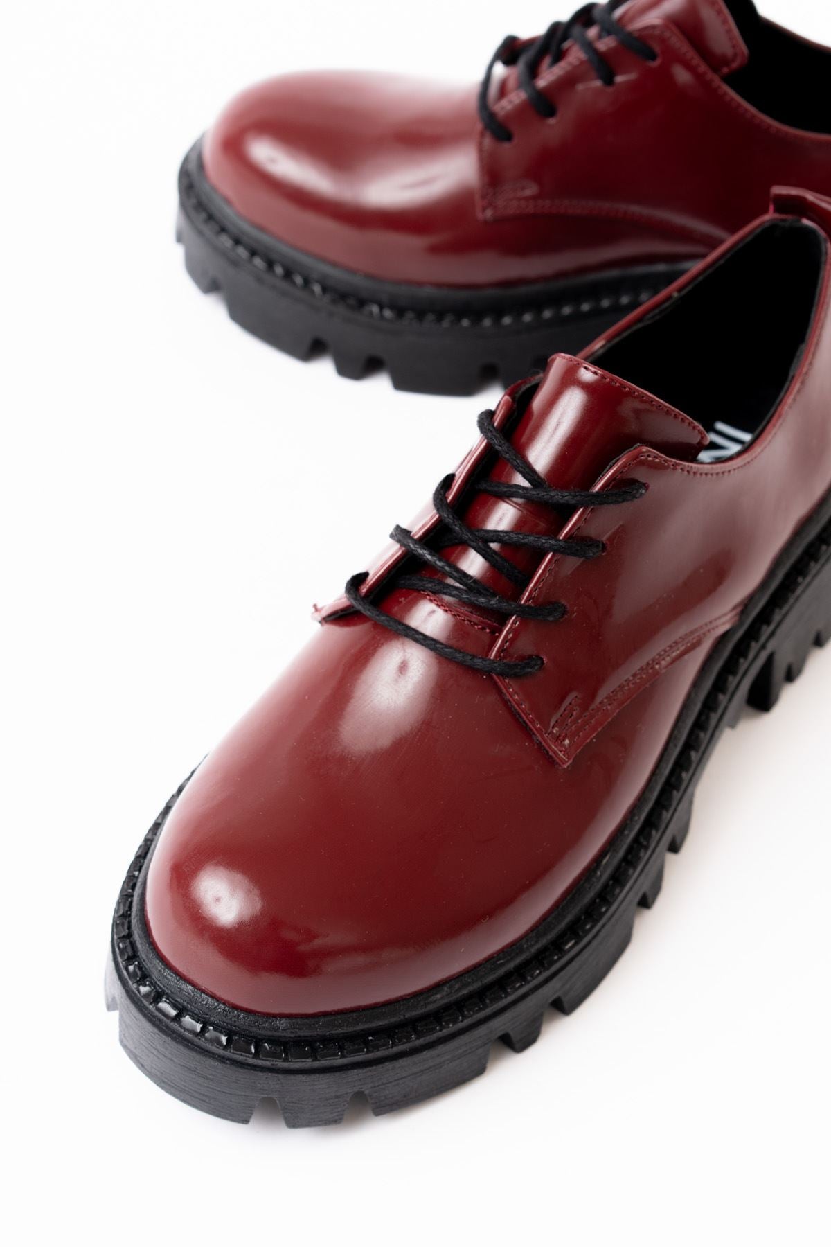 ZRİN-754 Premium Bordo Rugan Bağcıklı Ortopedik Yüksek Tabanlı Loafer