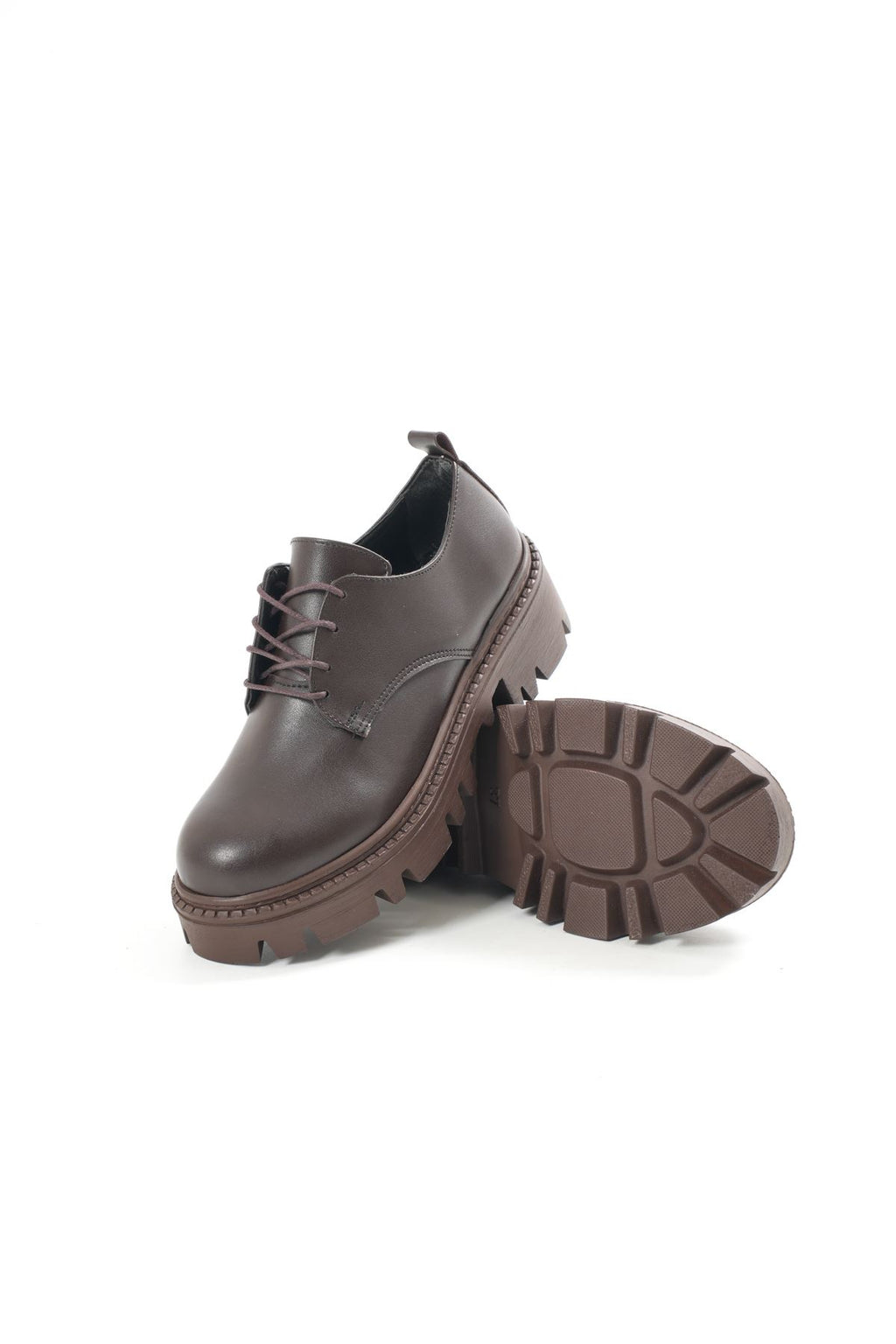 ZRİN-754 Premium Kahverengi Bağcıklı Ortopedik Yüksek Tabanlı Loafer