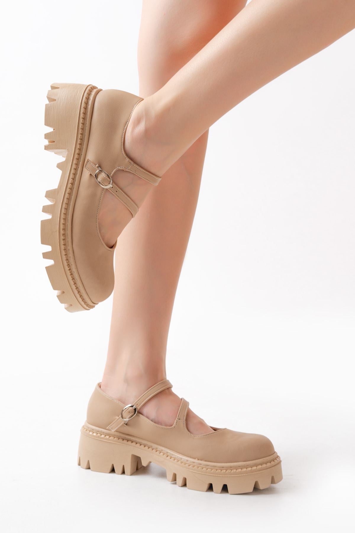 ZRİN-868-756 Premium Nude Ortopedik Yüksek Tabanlı Loafer