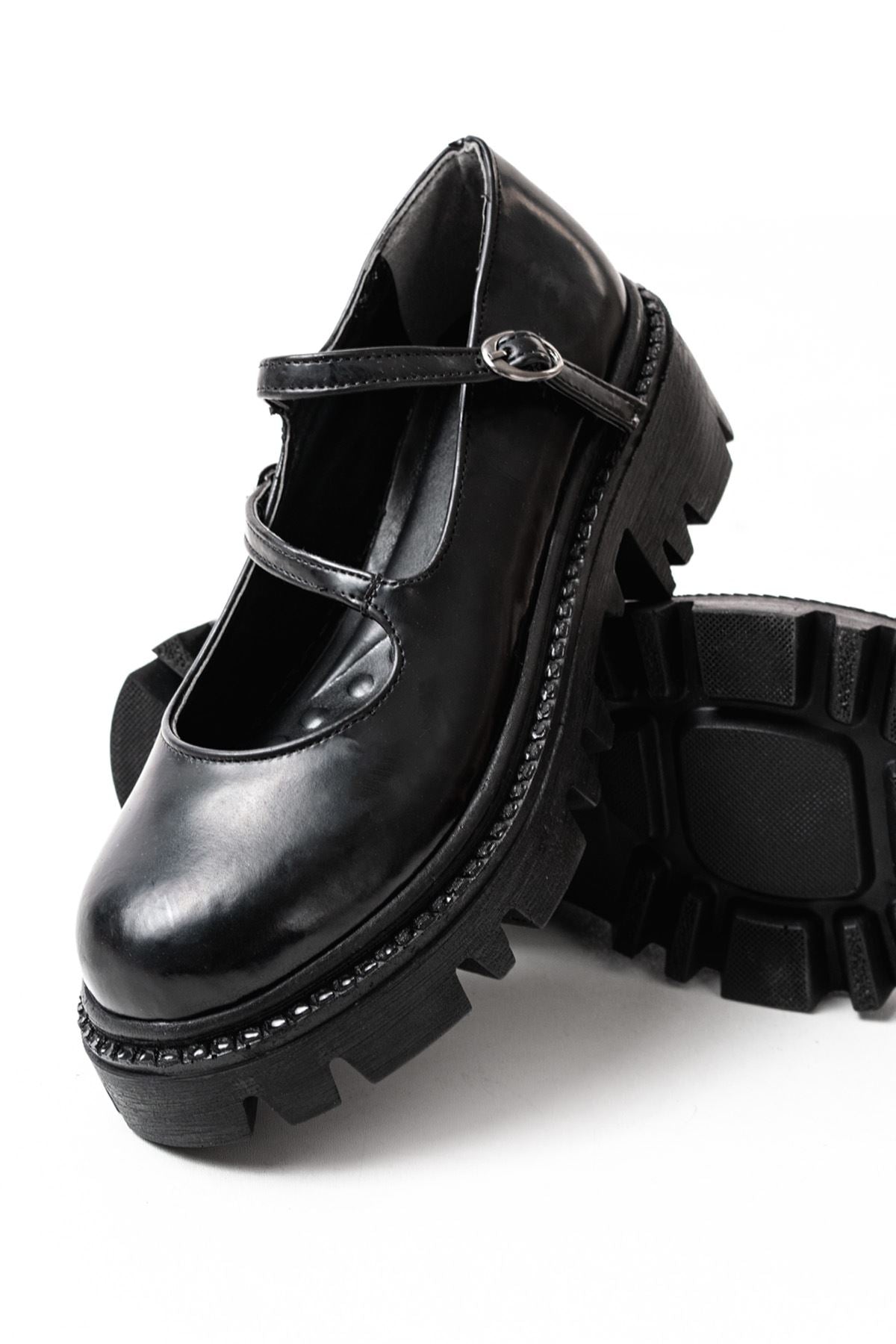 ZRİN-868-756 Premium Siyah Rugan Ortopedik Yüksek Tabanlı Loafer