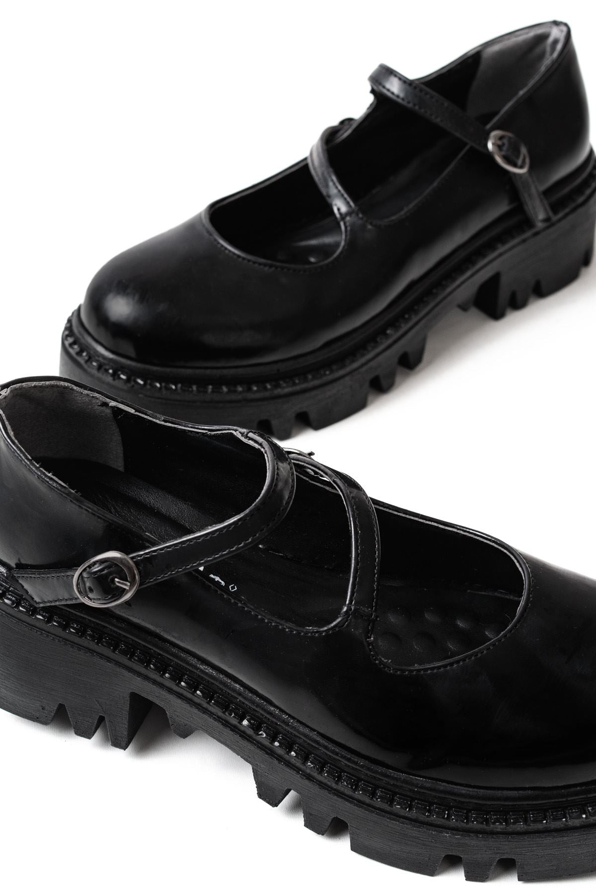 ZRİN-868-756 Premium Siyah Rugan Ortopedik Yüksek Tabanlı Loafer