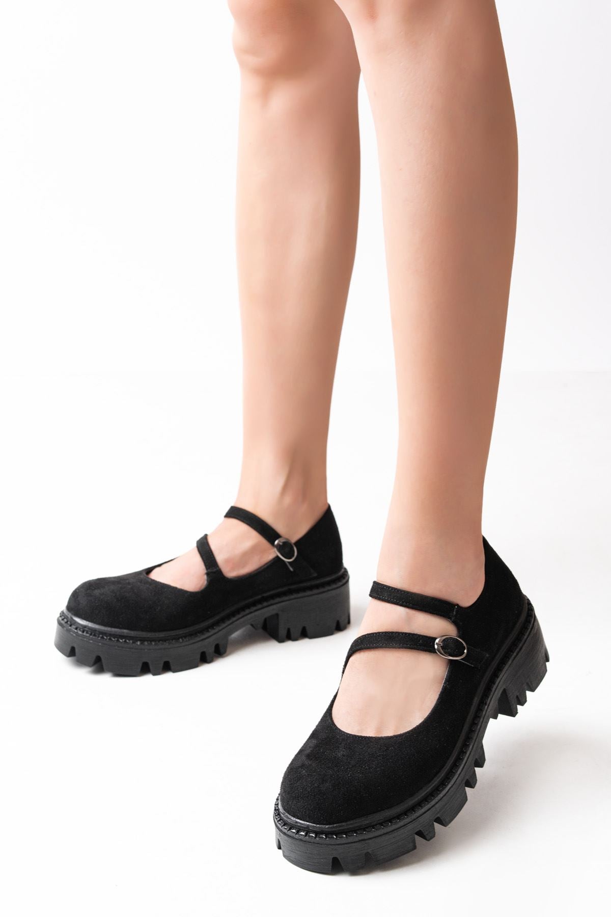 ZRİN-868-756 Premium Siyah Süet Ortopedik Yüksek Tabanlı Loafer