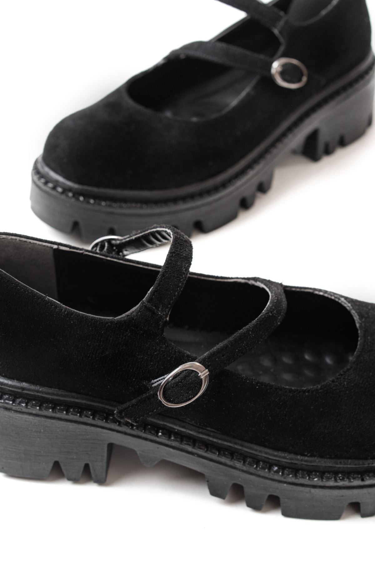 ZRİN-868-756 Premium Siyah Süet Ortopedik Yüksek Tabanlı Loafer