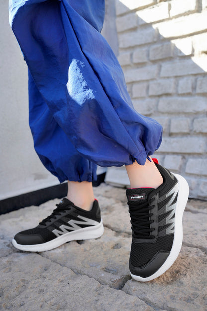 Rich003 Lace-Up Comfortable Summer Black White Unisex Sneakers