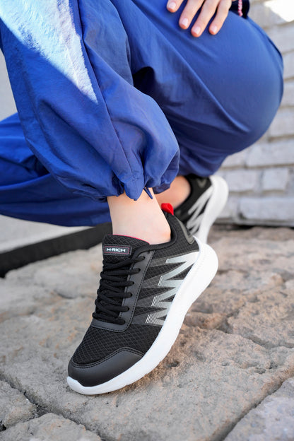 Rich003 Lace-Up Comfortable Summer Black White Unisex Sneakers