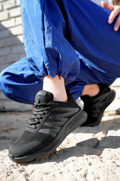 Rich003 Lace-Up Comfortable Summer Black Unisex Sneakers