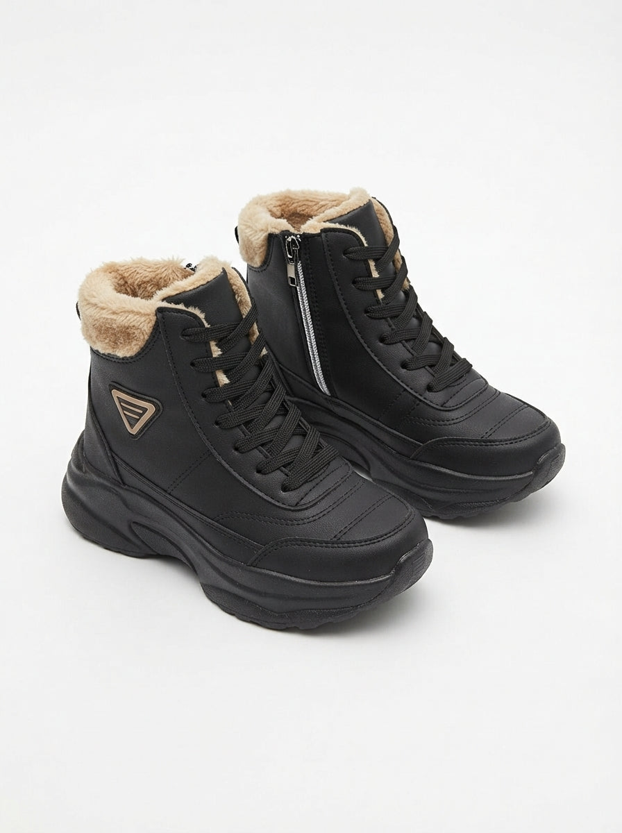 Abra Super Lightweight Orthopedic Wool Lined Women's Sport Boots - Black Beige
