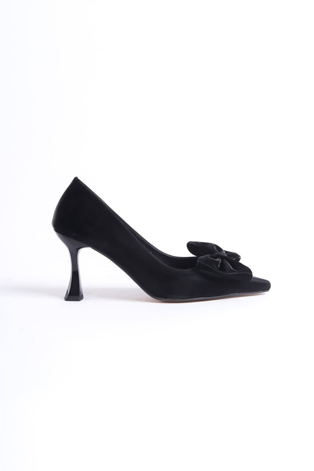 Agnes Premium Women's Black High Heel Shoes with Bow Detail